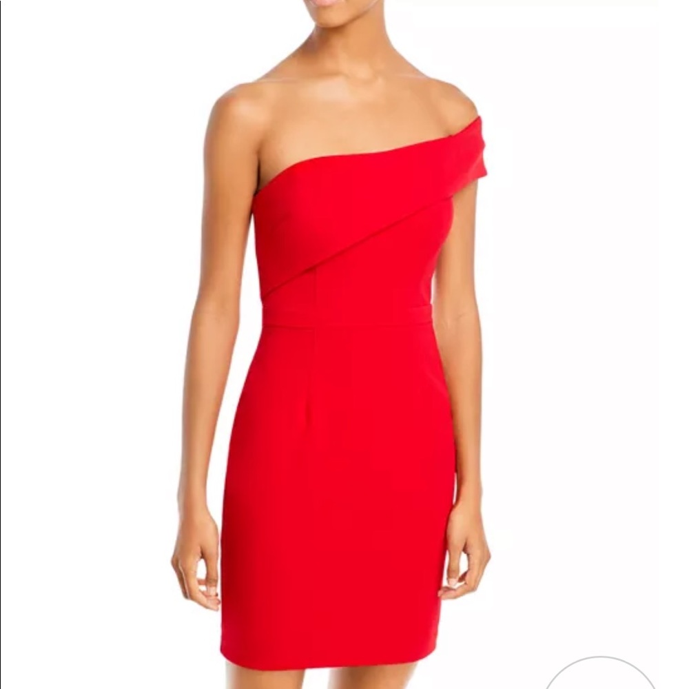 Aqua Red One-Shoulder Mini Dress